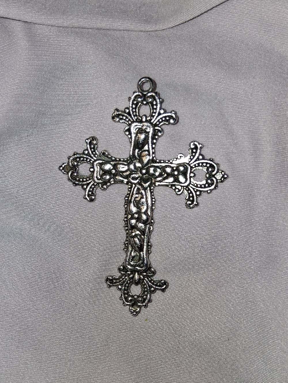 Vintage Silverplate  Filigree Cross Pendant